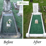 Outstanding Kerb and ledger restoration stone mason work to transform a large ruined memorial. Yeovil, Crewkerne, Sherborne, Weymouth Appleby & Childs. Memorial Restoration.