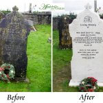 Amazing work to transform a tired and run down large headstone memorial. Yeovil, Crewkerne, Sherborne, Weymouth Appleby & Childs. Memorial Restoration.